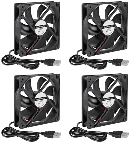 4pcs 120mm USB Brushless Cooling Fan 120mm x 25mm DC 5V Quiet Cooling Fan 12025 Mini Computer Fan for Small Appliances Series Replacement