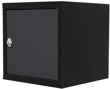 ADB Wertfach-Schließfach 400x400x400mm, Stahl-Würfel mit Drehriegel für Vorhängeschloss, stapelbar & pulverbeschichtet, vormontiert - Tür & Korpus RAL 7016 (Anthrazitgrau)