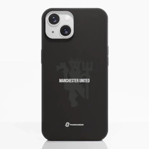 Phone Case for iPhone 15 Official Manchester United FC Black | PHONECASES3D-Ergonomic Design-Officially Licensed-Devil Design-Soft Touch & Durable Protection