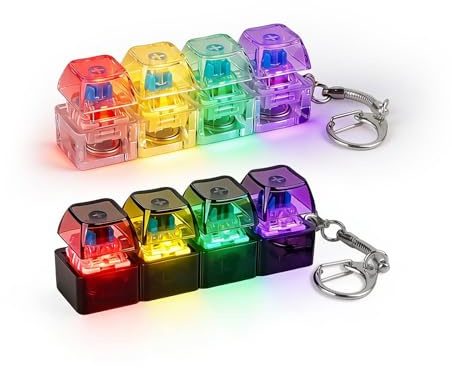 2 Stück Tastatur Fidget Spielzeug,Keyboard Key Ring with Colour LED Light | Finger Keyboard, Stress Relief, Adult Clicker Fidget Toy,Leuchtendes Tastatur Anhänger für Stressabbau