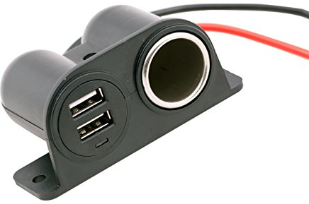 wellenshop 12 24 Volt Zigarettenanzünder Buchse und USB Ladedose Doppelstecker 2X USB Anschluss Steckdose Adapter