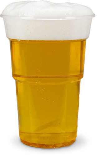 pack2go 800 Plastikbecher, transparent klar, PP, Einweg-Bierbecher mit Schaumrand - 0,5l, Ø95mm