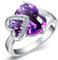 Uloveido Frauen Platin Überzogene Liebe Herz Lila Zirkonia Solitaire Akzent Hochzeit Verlobungsringe Frauen J130 Größe 52 (16,6)