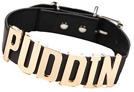 Abitoncc Choker Halsband PU Leder Halsreif Halskette Haley Quinn Cosplay Squad Custume Zubehör Puddin Halskette für Frauen Mädchen Halloween Geburtstagsfeier Cosplay Medium Kunstleder