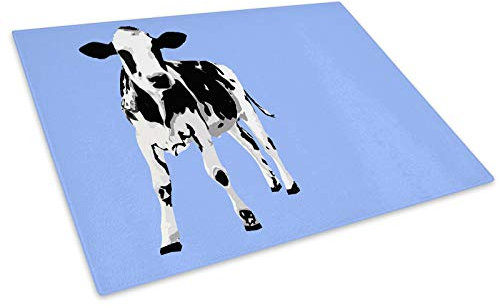 Blue Abstract Black Cow Glass Chopping Board Kitchen Worktop Saver Protector