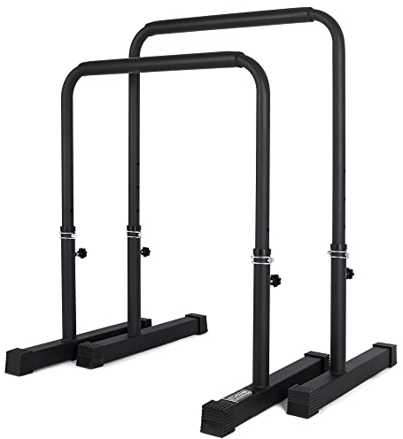 POWER GUIDANCE, Dip Barren, Dip Bar, Einstellbare Höhe 76cm - 98cm Ganzkörper-Krafttraining 3 Farben (Schwarz)