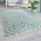 Paco Home Moderner Outdoor Teppich Geometrisches Rauten-Muster im Vintage-Look Flachgewebe Wetterfest & Pflegeleicht für Garten, Terrasse & Balkon, Grösse:200x280 cm, Farbe:Blau-Weiß