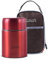 FASIAH Thermos Alimentaire avec Sac Isotherme Chaud 750ml : Box étanche de Voyage pour Repas Chaud, mug café Soupe Plat a emporté, conteneur en Acier INOX, Double Compartiment pour Aliment(red)