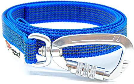 Twinkys Dog Style Hundeleine gummiert mit Sicherheitskarabiner 20 mm breit für Hunde bis 50 kg - OHNE Handschlaufe 1 Meter Blau Made in Germany