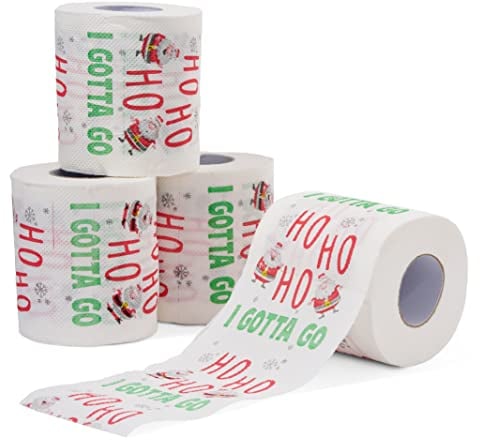 THE TWIDDLERS - 5 weihnachtliche Santa-Toilettenpapierrollen, 3-lagig, weich, lustig, mit lustigem Slogan - Ho Ho Ho I Gotta Go