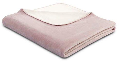 biederlack® flauschig-weiche Kuscheldecke aus Baumwoll-Mischgewebe I Made in Germany I Öko-Tex I nachhaltig produziert I Wohndecke Cotton Doubleface in Rosa-Beige I Sofa-Decke in 150x200 cm