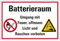 Aufkleber Hinweis „Batterieraum Umgang mit Feuer, offenem Licht...“ Verbot Schild Folie“ Verbot Schild Folie selbstklebend | Größen wählbar Made in Germany, Größe: 20x30cm