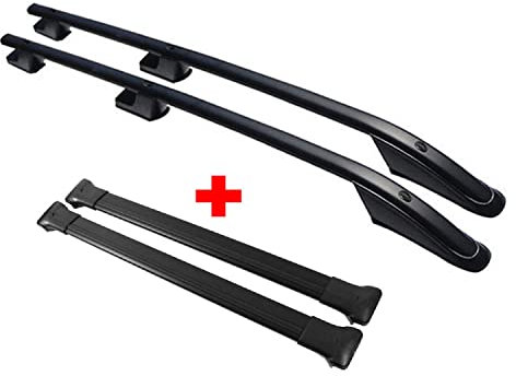 Kit Barres de Toit Compatible avec VW Amarok 2010-2020 - Galerie de Toit - Porte-Bagages Porte-vélos de Toit - Capacité de Charge 75 KG - en Aluminium Noir - 4 Pcs