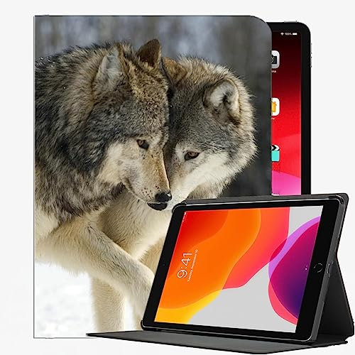 YENDOSTEEN Hülle mit Pencil Halter für iPad Mini 5 2019 - Ultradünne Superleicht Schutzhülle,Tiere glücklicher Wolf 02 Automatischem Schlaf/Aufwach