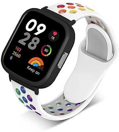 Armband für Xiaomi Redmi Watch 3 Armband Weich Silikon Sportarmband für Xiaomi Redmi Watch 3 Armbänder Regenbogen Perforation Atmungsaktives Sport Band für Xiaomi Redmi Watch 3 Ersatzarmband (I)