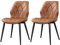 Yaheetech 2PCS Sillas de Comedor Nórdico Sin Brazos Sillas de Cocina con Asiento Tapizado con Patas de Metal para Comedor, Dormitorio y Estudio Marrón Retro