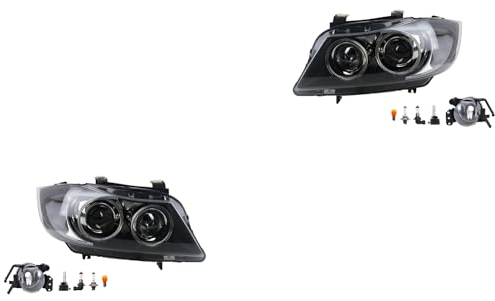 Johns, Scheinwerfer Satz Xenon Front passend für BMW 3er E90 E91 01/2005-08/08 D1S H7 Links & Rechts + Nebelscheinwerfer + Leuchtmittel
