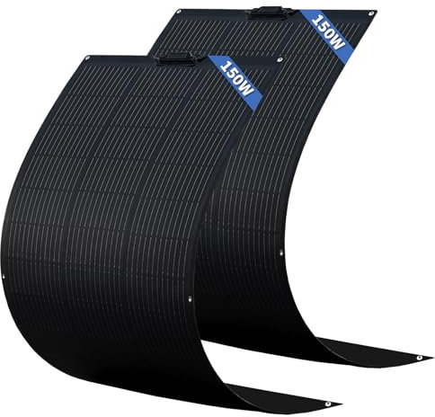 FIREFLY ENERGY 300W (pack de 2 de 150 Watts) Panneau Solaire Flexible Panneau Solaire Monocristallin Panneau Solaire Photovoltaïque Panneau Solaire pour caravanes, bateaux, toits