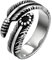 JewelryWe Herrenring Feder Ring Herren: Vintage Punk Edelstahl Feder Blatt Wickeln mit schwarzem Edelstein Offen Ring Band mit Gravur für Männer Frauen Größe 67