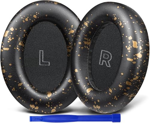 SOULWIT Replacement Earpads for Bose QuietComfort(QC) Ultra Wireless Headphones, Ear Pads Cushions with Softer Protein Leather, High-Density Noise Cancelling Foam - Black Gold