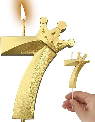 Generic 1 Piece Gold Number 7 Candles Birthday Candle for Cake Topper (Gold, 7)