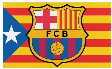 Gemelolandia | Bandera de Fútbol Independentista con Equipo Catalán 150x90cm | De Fútbol, de Deportes, para los amantes del Deporte, decoración de espacios