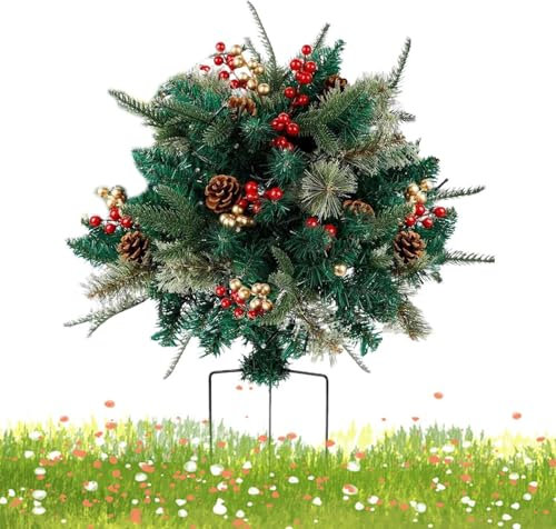 Künstlicher Weihnachtsurnenfüller,Weihnachtsurnenfüller für den Außenbereich, Stativpfahl, künstlicher Weihnachtsbaum, Urnenfüller, Realistischer Weihnachtsbaum, stabiler Weihnachtsurnenfüller, Pflanz