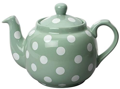 London Pottery Farmhouse Polka Dot Teapot with Infuser, Ceramic, Emerald/White, 4 Cup (1 Litre)