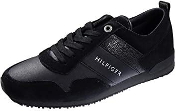 Tommy Hilfiger ICONIC LEATHER SUEDE MIX RUNNER Runner Sneaker Herren, Schwarz (Black), 44 EU