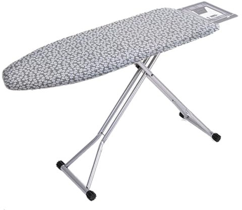 Funda Tabla Planchar Grande Ajustable 140x50cm - Funda Universal Acolchada Transpirable - con Muletón + Espuma - Facilita el Planchado - Flor Gris