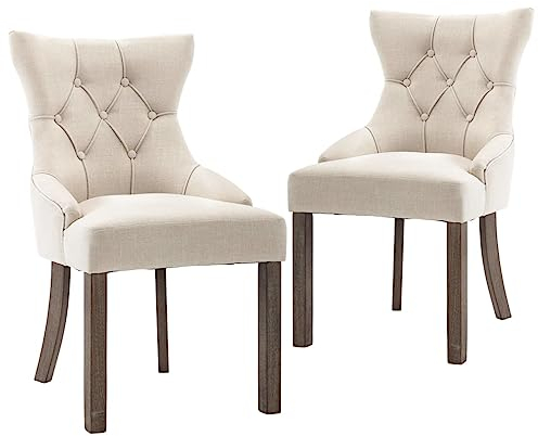 vidaXL 2X Esszimmerstuhl Küchenstuhl Polsterstuhl Stuhl Set Stühle Wohnzimmerstuhl Essstuhl Lehnstuhl Besucherstuhl Esszimmerstühle Beige Stoff
