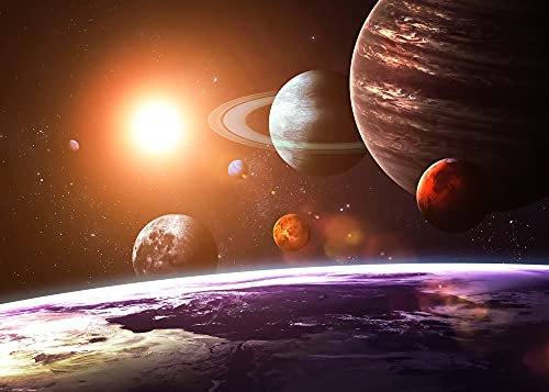 Papier Peint Photo INTISSÉ-PLANÈTES-(PF2548)-350x260 cm-Espace Univers Voie Lactée Galaxie Terre Lune Cosmos Astronomie Murale XXL Poster Géant Affiche Décoration