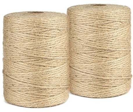 jijAcraft Garten Juteschnur, 2mm Braun Dekokordel, Jute Bastelschnurfür DIY, Garten, Basteln, Geschenke Verpackungs (200 Meter, 2er Pack)