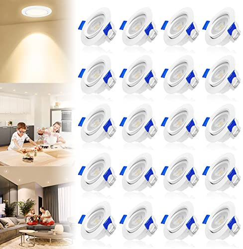 AufuN Led Einbaustrahler Flach 230V 5W Einbauleuchte LED Spots 450lm Einbauleuchten, Deckenstrahler IP21 für Wohnzimmer, Schlafzimmer, Flur, 20er Set, Warmweiß 2700-3200K(Type B)