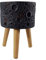 Leaf Macetas Grandes de Fibra de Vidrio, 35 cm, Color Negro Lunar