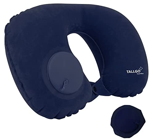 Aufblasbares Reisekissen, Nackenkissen für Reisen, Aufblasbares Nackenkissen für Reisen, Flugzeugkissen, Blow Up Kissen, Flugzeugkissen für Nacken, Taille, Rücken und Camping Kissen (Dunkelblau)