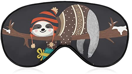 Lustige Hipster Faultier Schlafmaske Nachtabdeckung Auge für Damen Herren BlockLight für Flugzeug Reise Nickerchen Verstellbarer Riemen