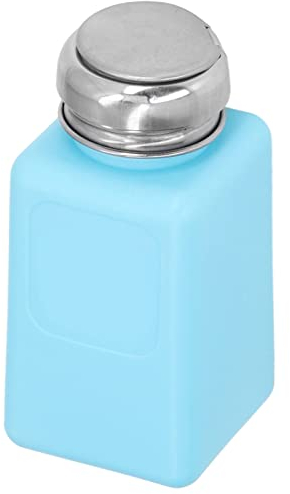 200ML Press Type Solvent Glass Water and Solvent Dispenser, Solvent Bottle Dispenser ESD Anti Static Square Bottle with Stainless Steel Lid for Acetone IPA Solvent Oil (Blue)