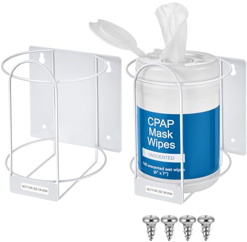 Maxcheck 2 Pcs Wall Bracket for Wipes for Hospital Heavy Duty Bucket Holder Bucket Organizer White Wall Mount Wipe Dispenser Wipe Rack for Bedrooms Offices Living Rooms Home Office Public Restrooms