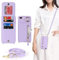 Zouzt for iPhone 7 Plus/iPhone 8 Plus 5.5 Inch Case with Cord and Card Holde, Zipper Wallet Case with Crossbody Lanyard Ring Adjustable Necklace Protective Cover Women - Purple
