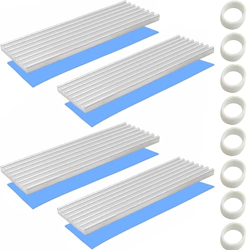 Dissipatore di Calore, CTRICALVER Set di 4 Dissipatore Alluminio, Dissipatore M.2, Dissipatore SSD M.2, 70 mm x 22 mm x 3 mm con Cuscinetto Termico in Silicone, per SSD M.2 2280 (argento)