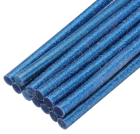 QUARKZMAN Mini Stick Colla a Caldo per Pistola Colla a Caldo 7mm x 100mm Blu Glitterato 12pz