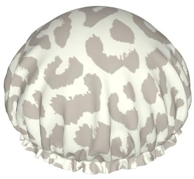 Brown Pattern Leopard Print Shower Cap,Elastic And Reusable Double Layer Waterproof Bathing Shower Hat