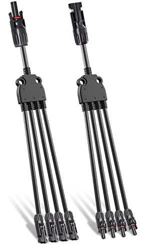 Cleqee Conectores solares en Y, 1 par de conectores paralelos de 1 a 4 cables divisores, kit de herramientas para panel solar