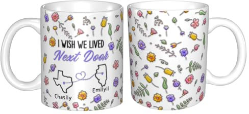 Ktfhvgy Taza de cerámica personalizada para hermana y mejor amiga, se puede personalizar tanto con nombres como con ciudades, taza de cerámica para hermanas, regalos personalizados para buenos amigos