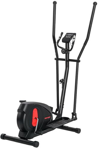 SPORTNOW Ellipsentrainer für zu Hause ultraleise, magnetischer Ellipsentrainer 8 Widerstandsstufen, Heimtrainer mit LED-Display, Pulssensor, Flaschenhalter und Rädern, schwarz