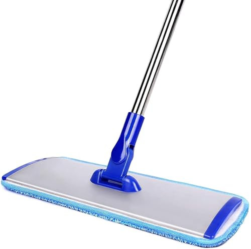Professional Hardwood Floor Mop - 18 Microfiber Flat Mop with Washable Pad, Adjustable Stainless Steel Handle (35.5-51) for Wet and Dry Mopping on Laminate, Tile & Vinyl Floors