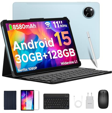 DOOGEE Tab A9 Pro+ Tablette Android 15,Tablette 11 Pouces/90Hz, Batterie 8580mAh, 30GB + 128GB/TF 2TB,Unisoc T7200 Tablette avec Clavier, Tablette Tactile/Widevine L1/5G WiFi/13 MP/OTG/Face ID