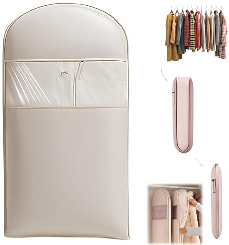 Custodia Abiti con Cerniera, Borsa Salvaspazio da Appendere, Custodia Vestiti con Cerniera, con Cerniera a Compressione, Organizer per Armadio, Antipolvere, Borse da Viaggio con Gancio (M)