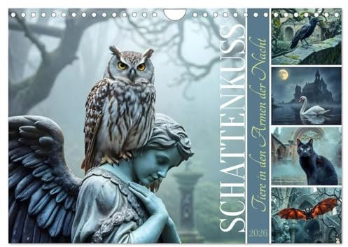 Schattenkuss - Tiere in den Armen der Nacht (Wandkalender 2026 DIN A4 quer), CALVENDO Monatskalender: Eine Welt voller Magie und Mystic für Liebhaber des Gothic- und Fantasy-Stils (CALVENDO Kunst)